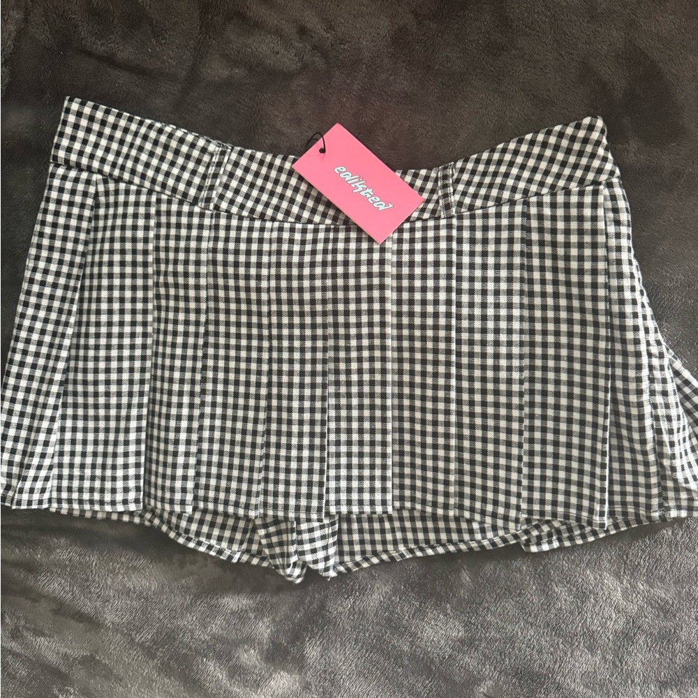 Edikted Monochrome Micro Gingham Skirt Small , NWT
